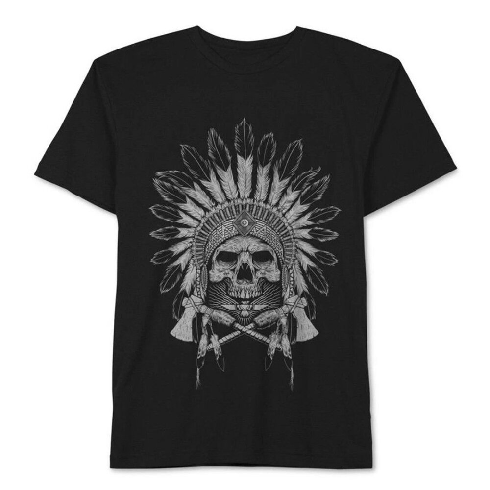Jem Young Men's Short-Sleeve Native Skull Graphic-Print T-Shirt, Black, Small